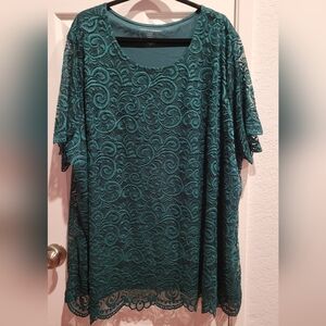 Jessica London Teal Lace Top